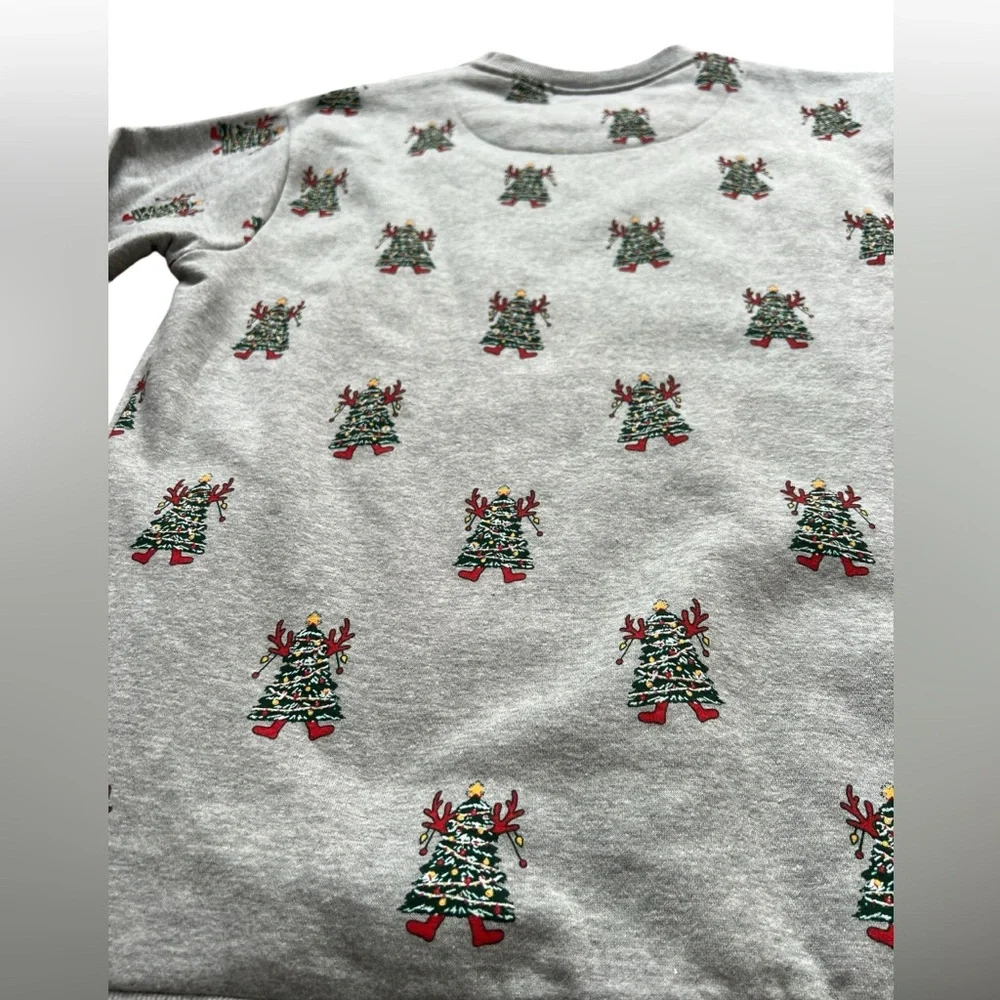 Denim and flower Ricky Singh Christmas trees sweater sweatshirt pullover large L